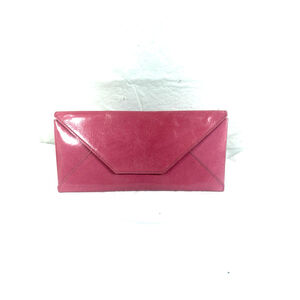 Abas Pink Leather Clutch Envelope Wallet Travel Barbie Pink